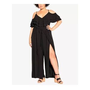 Sz S (16/0XL) City Chic Jumpsuit Split Front NWT
